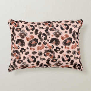 Watercolor leopard animal print pattern decorative cushion