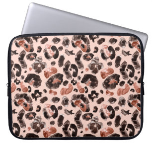 Watercolor leopard animal print pattern laptop sleeve