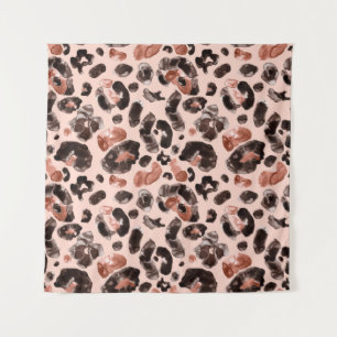 Watercolor leopard animal print pattern tapestry