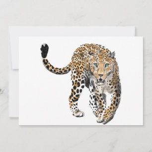 watercolor leopard jungle cat painted animal green announcement