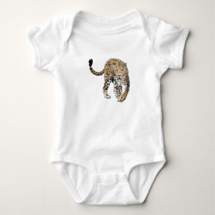 watercolor leopard jungle cat painted animal green baby bodysuit
