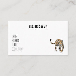 watercolor leopard jungle cat painted animal green business card