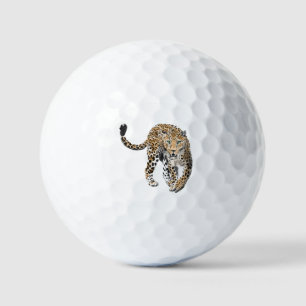 watercolor leopard jungle cat painted animal green golf balls