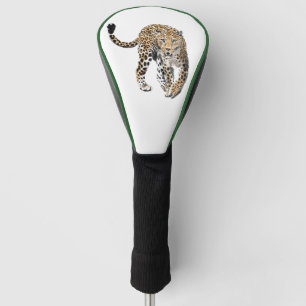 watercolor leopard jungle cat painted animal green golf head cover