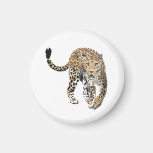 watercolor leopard jungle cat painted animal green magnet