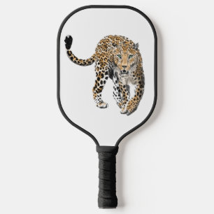 watercolor leopard jungle cat painted animal green pickleball paddle