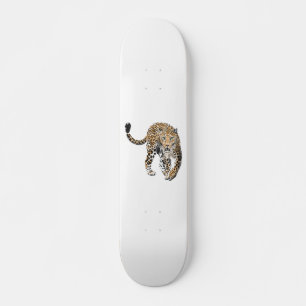 watercolor leopard jungle cat painted animal green skateboard