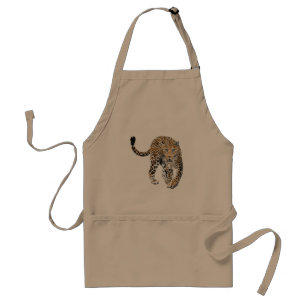 watercolor leopard jungle cat painted animal green standard apron