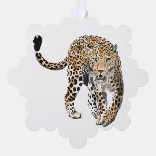 watercolor leopard jungle cat painted animal green tree decoration card