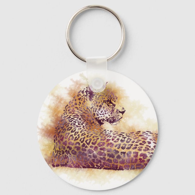 Watercolor Leopard Key Ring (Front)
