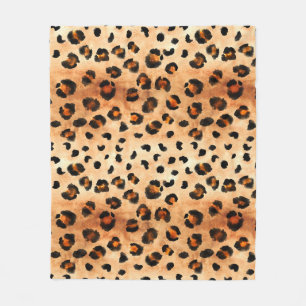 Watercolor Leopard Print: Exotic Fur Texture Fleece Blanket