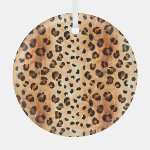 Watercolor Leopard Print: Exotic Fur Texture Glass Tree Decoration