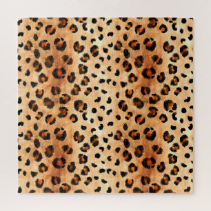Watercolor Leopard Print: Exotic Fur Texture Jigsaw Puzzle