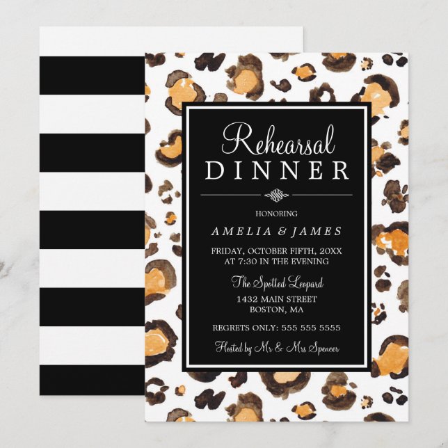 Watercolor Leopard Print | Rehearsal Dinner Invitation (Front/Back)