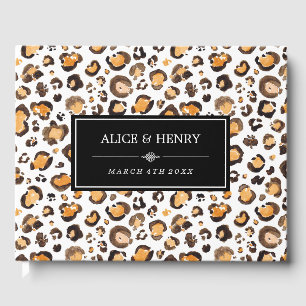 Watercolor Leopard Print Wedding Guest Book