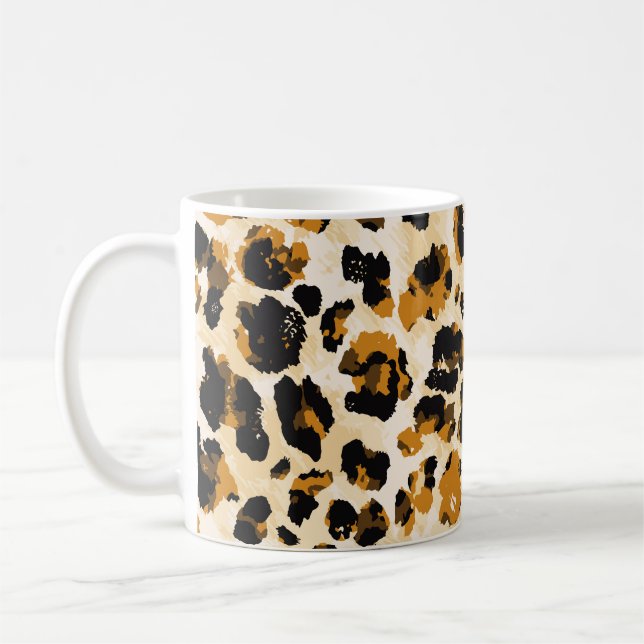 Watercolor leopard skin, tie-dye gradient. coffee mug (Left)