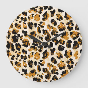Watercolor leopard skin, tie-dye gradient. large clock