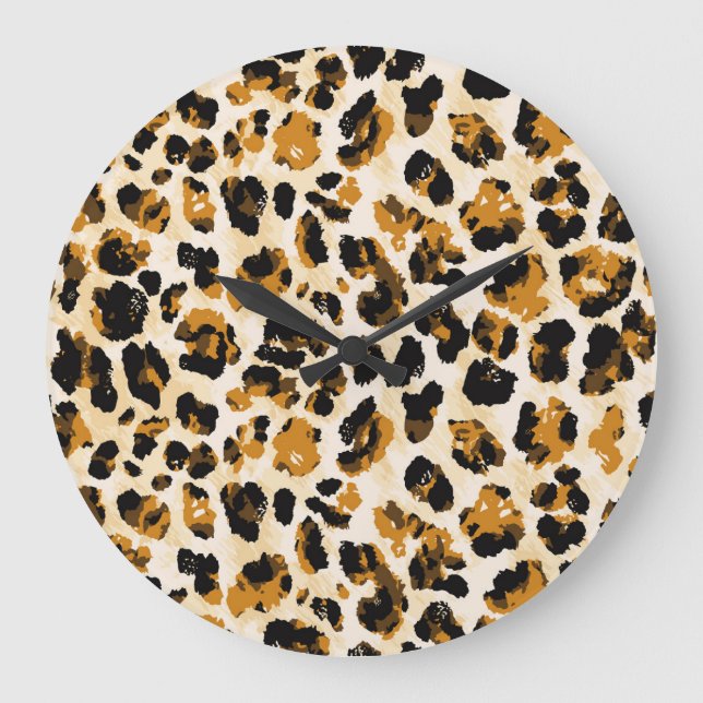 Watercolor leopard skin, tie-dye gradient. large clock (Front)
