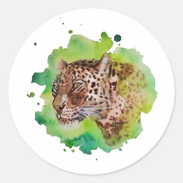 Watercolor Leopard Stickers (Front)