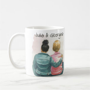 Watercolor Lesbian Couple Personalised Coffee Mug