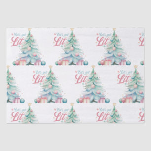 Watercolor Let’s Get Lit Christmas Tree Tissue Paper