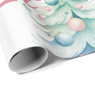 Watercolor Let’s Get Lit Christmas Tree Wrapping Paper