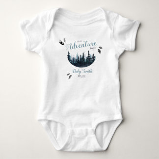 Watercolor Let the Adventure begin custom name Baby Bodysuit