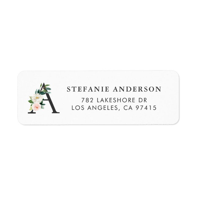 Watercolor Letter A Monogram Pretty Florals (Front)