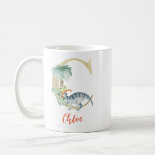 Watercolor letter C with dinosaur Coffee Mug