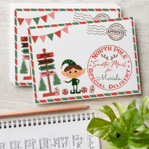  Watercolor Letter from Santa baby shower Envelope