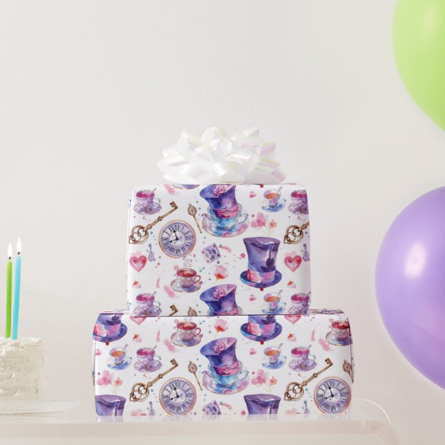 Watercolor Lewis Carroll’s Alice in Wonderland Wrapping Paper (Party Gifts)