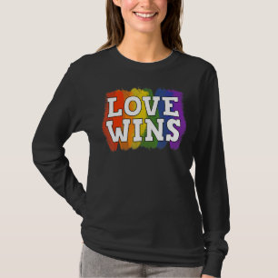 Watercolor Lgbt Love Wins Rainbow Paint Typographi T-Shirt