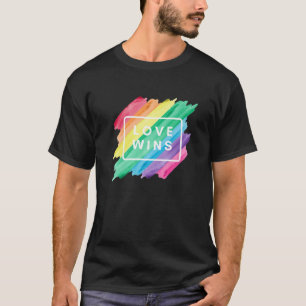 Watercolor LGBT Pride Love Wins Rainbow Paint T-Shirt