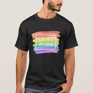 Watercolor LGBT Pride Love Wins Rainbow Paint T-Shirt