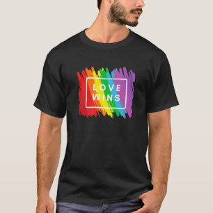 Watercolor LGBT Pride Love Wins Rainbow Paint T-Shirt