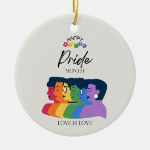 Watercolor LGBTQ PRIDE Month Party Ceramic Tree Decoration