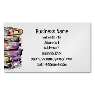 Watercolor Library Old Books Writer Magnetic Business Card