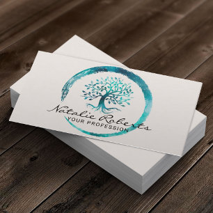 Watercolor Life Tree Yoga Instructor Wellness Spa  Business Card