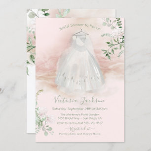Watercolor Light & Airy Bridal Gown Shower Invitation