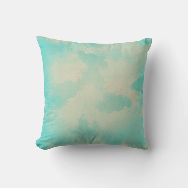 Watercolor Light Blue And Yellow Cushion (Front)