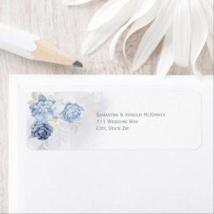 Watercolor Light Blue Floral Wedding Address