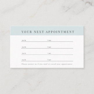 Watercolor Light Blue Salon Appointment Card