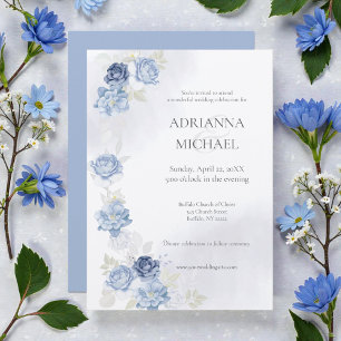 Watercolor Light Blue Wedding Invitation