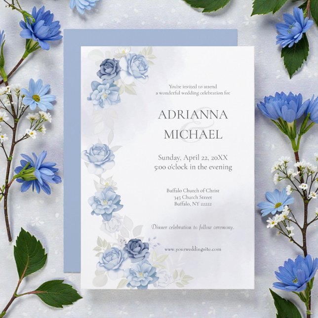 Watercolor Light Blue Wedding Invitation (Creator Uploaded)