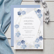 Watercolor Light Blue Wedding Invitation