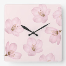 Watercolor Light Pink Cherry Blossom Wall Clock