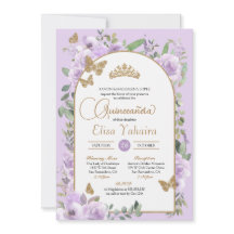 Watercolor Light Purple Butterfly Quinceañera