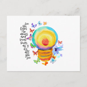 Watercolor Lightbulb and Butterflies Quote Postcard