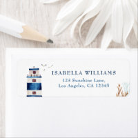 Watercolor Lighthouse Baby Shower Address Label