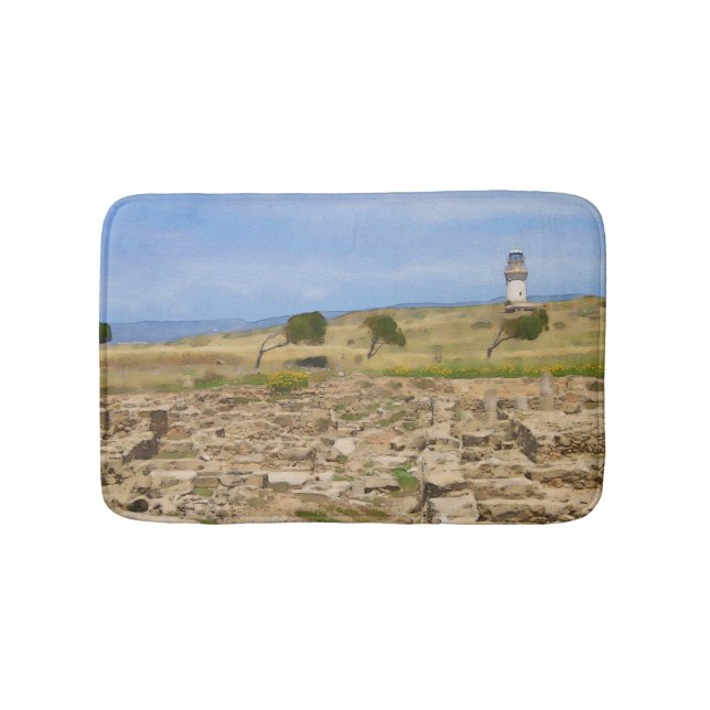 Watercolor lighthouse bath mat (Front)